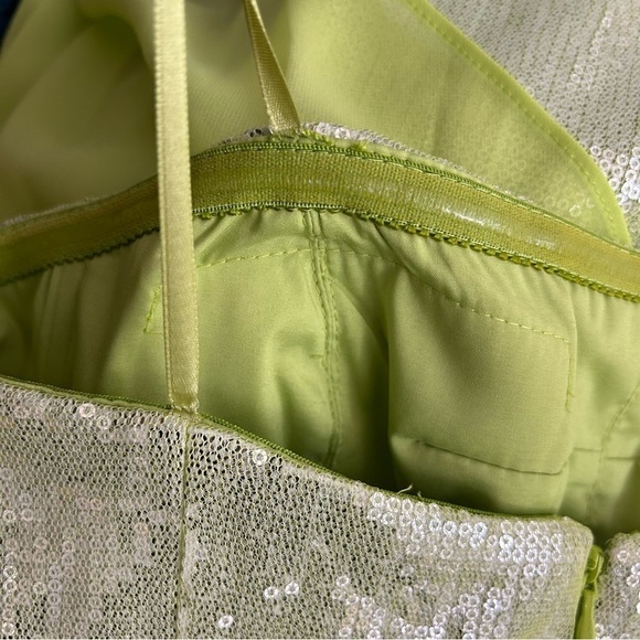 Cache Bright Green Sequin Chiffon Strapless High-Low Maxi/Mini Dress Size 4 Lime - Picture 11 of 16